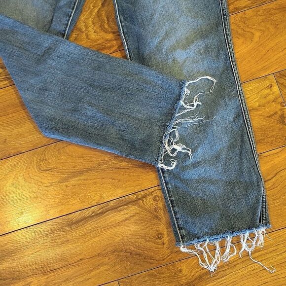 7 For All Mankind b(air) Edie High Waist Straight Leg Frayed Hem Jeans Size 31 - Picture 5 of 15